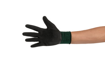 Obraz premium Hand in glove isolated on white