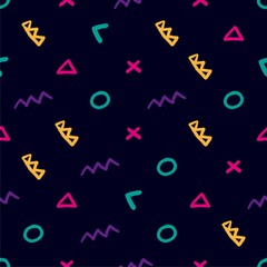 Retro vector abstract pattern in geometric style. Classic color with vector geometric figures.Vector form a triangle, a line, a circle. Hipster vector fashion Memphis style.