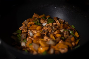 Chicken and spices with vegetables