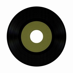 vinyl record with blank green label isolated over white