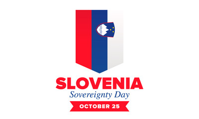 Sovereignty Day in Slovenia. National happy holiday, celebrated annual in October 25. Slovenia flag. Patriotic elements. Poster, card, banner and background. Vector illustration