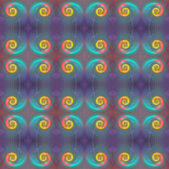Colorful spiral ammonite shell tile. Seamless fractal pattern