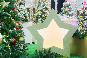 Big Christmas decoration star. Focus selective - Space copy.