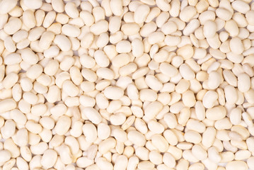 Dry raw white beans, top view	
