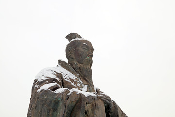 Ancient Chinese Confucian sculptures in the park, Tangshan City, Hebei, China