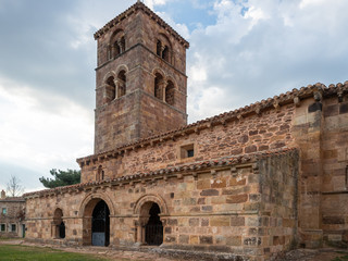 Fototapeta premium Romanesque hermitage in a village in Burgos, Vizcainos de la Sierra.