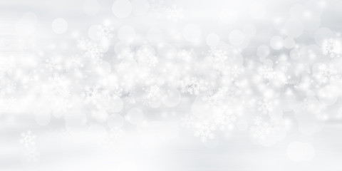 white and gray Christmas light with snowflake bokeh background, Winter backdrop wallpaper.