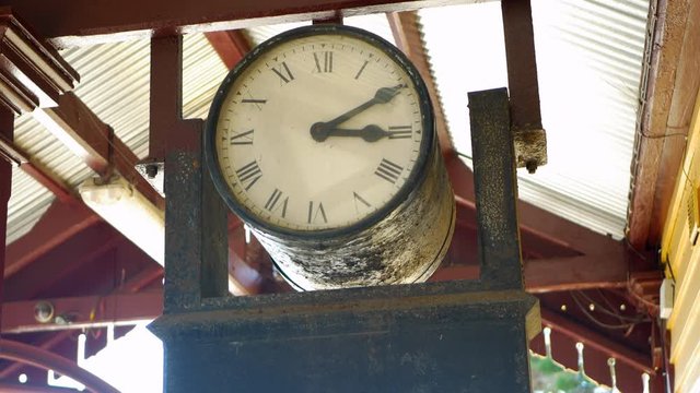 Rustic Old Train Station Clock, TILT UP