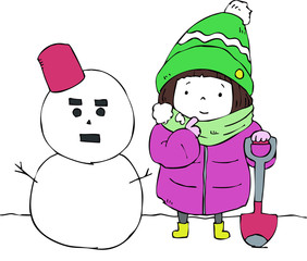 雪だるまと女の子