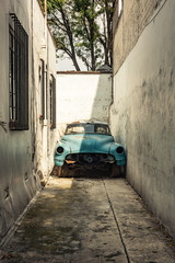 abandoned old and rusty car 