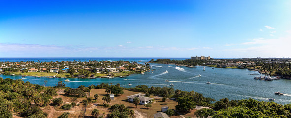 Aerial view of Loxahatchee River from the Jupiter Inlet Lighthouse © SailingAway