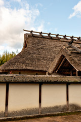 Old traditional Japanese house with thatched roof in Tanba-sasayama city, Hyogo prefecture, Japan