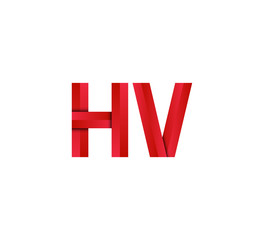 Initial two letter red 3D logo vector HV