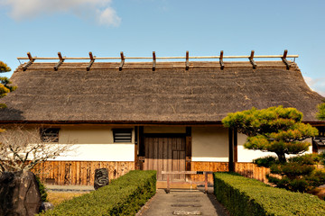 Fototapeta na wymiar Old traditional Japanese house with thatched roof in Tanba-sasayama city, Hyogo prefecture, Japan (no property release is needed which was confirmed by the owner, Tamba-Sasayama city)