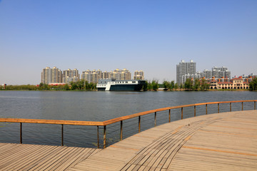 Fototapeta premium Waterfront City Architectural Landscape, Tangshan, China