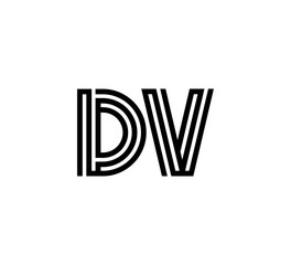 Initial two letter black line shape logo vector DV