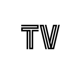 Initial two letter black line shape logo vector TV