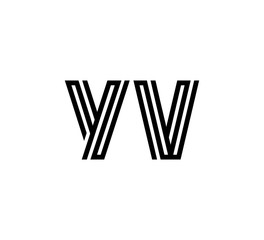 Initial two letter black line shape logo vector YV