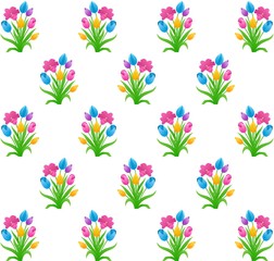 The Amazing of Beautiful Colorful Flower Illustration, Pattern Wallpaper