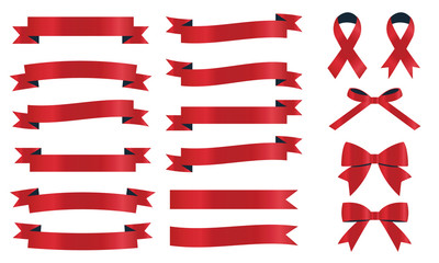 リボン　セット　シンプル　赤