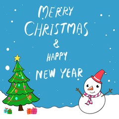 Merry Christmas and Happy New Year.Christmas snowman Cute Animals Character. Happy Christmas Companions.