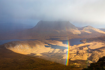 Rainbow in the Scottish Highlands with Cul Mor in the background, Assynt, Scotland © Daniel