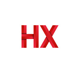 Initial two letter red 3D logo vector HX