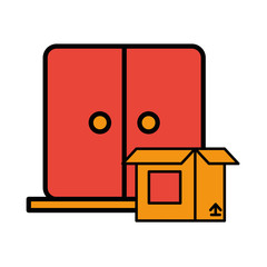 house door with box delivery icon