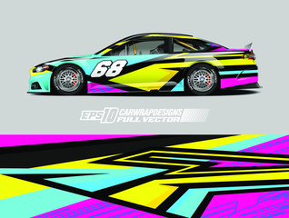 Car wrap decal designs. Abstract racing and sport background for car livery. Full vector eps 10.