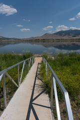 Vertical of Eagle Nest Lake dock in  New Mexico.