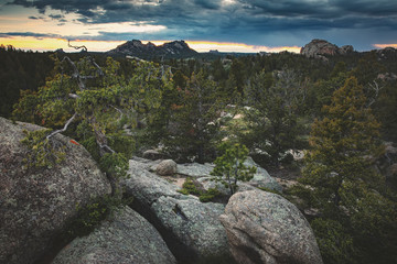 The rock formations of Vedauwoo in the Medicine Bow National Forest near Laramie, Wyoming