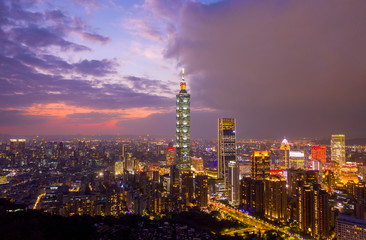 Aerail View of Taiwan City Skyline,Taipei Downtown,Taiwan