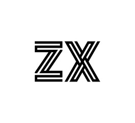 Initial two letter black line shape logo vector ZX
