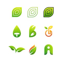 Abstract Leaf With Water Droplets Overlap Illustration Vector Design Template.