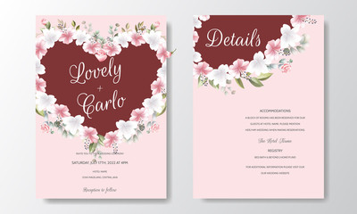 Obraz premium Beautiful Floral Wreath Wedding Invitation Card Template