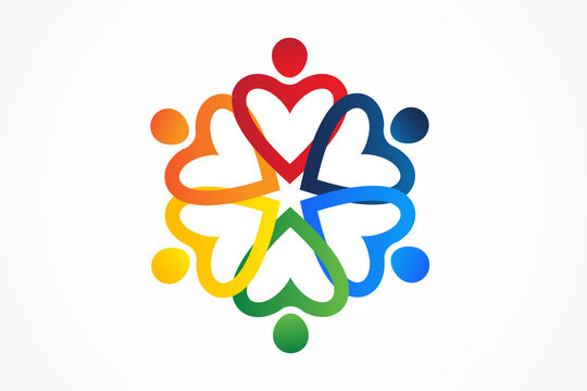 Logo teamwork unity charity helping people icon vector