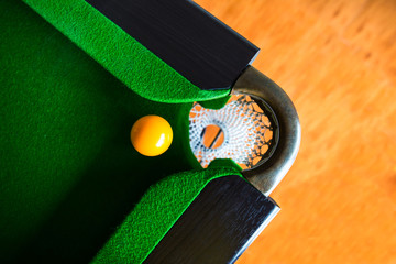snooker ball is on the table. - obrazy, fototapety, plakaty