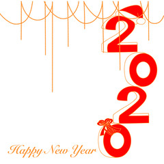 Hand drawn happy new year 2020 with downtown and snow for New year, Doodle cartoon style.