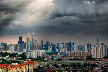 A glimmer of hope when gloomy skies looms. Kuala Lumpur Cityscape.