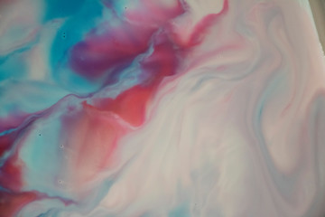 Soft Red, Blue and Purple Dreamscape Abstract Background Soft and beautiful artistic liquid art. Mountains, rivers and oceans of soft colors. Similar to the art style of Georgia O`keeffe. Floating 