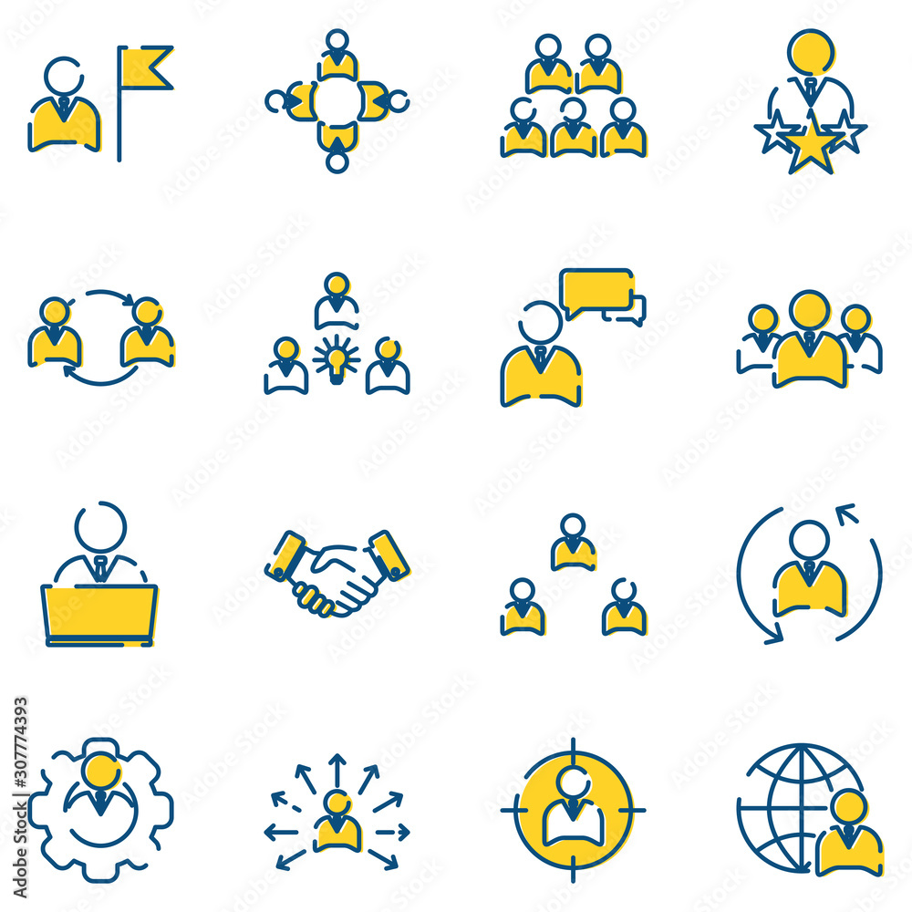 Poster Business Corporation set icon template color editable. Head Hunting pack symbol vector sign isolated on white background icons vector illustration for graphic and web design.