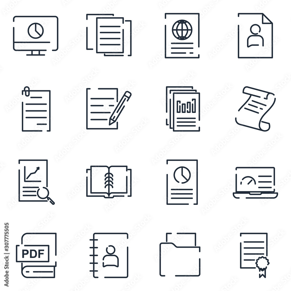 Poster Document Flow Management set icon template color editable. Document pack symbol vector sign isolated on white background icons vector illustration for graphic and web design.