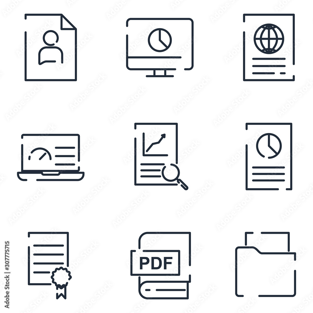 Poster Document Flow Management set icon template color editable. Document pack symbol vector sign isolated on white background icons vector illustration for graphic and web design.