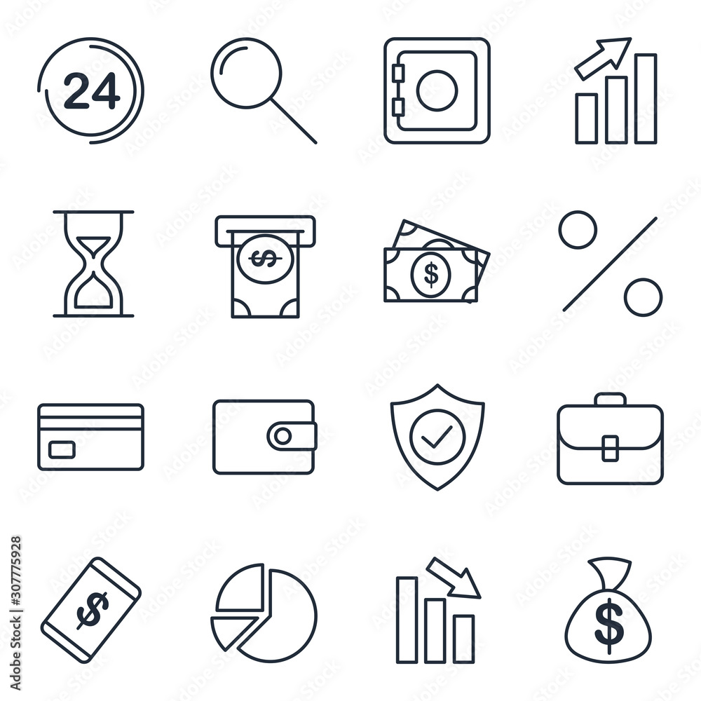 Poster finance set icon template color editable. finance pack symbol vector sign isolated on white backgrou