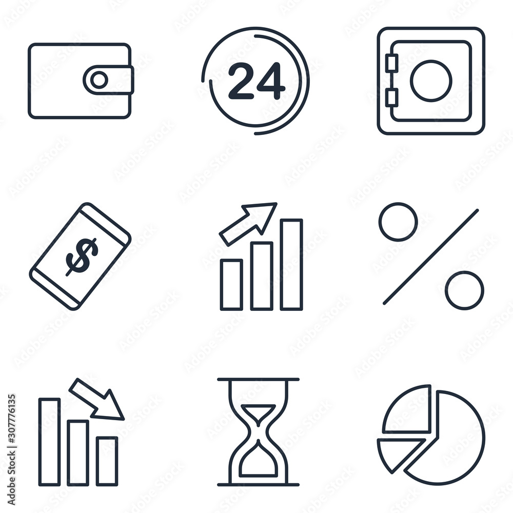 Poster finance set icon template color editable. finance pack symbol vector sign isolated on white backgrou