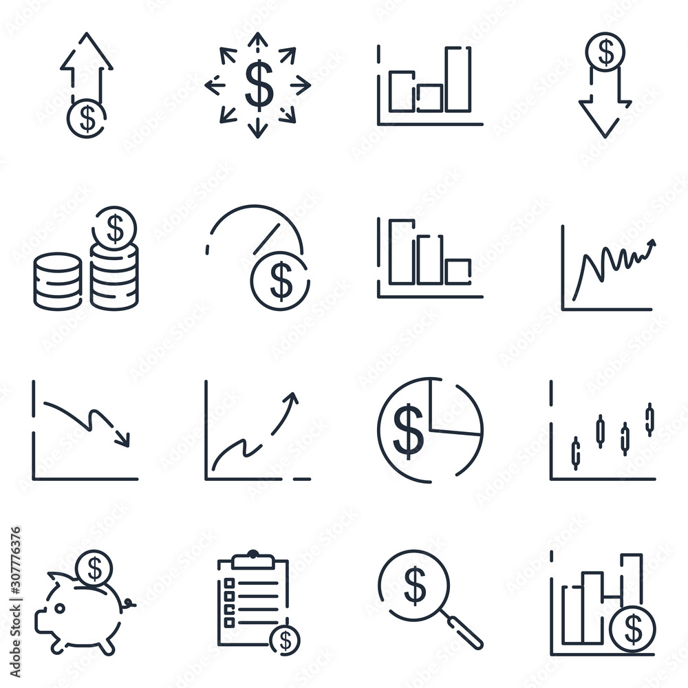 Fototapete finance set icon template color editable. finance pack symbol vector sign isolated on white backgrou