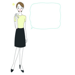 エステティシャン・美容スタッフと吹き出しのイラスト