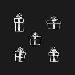 Gift doodles collection, hand drawn christmas presents. 
