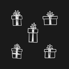 Gift doodles collection, hand drawn christmas presents. 