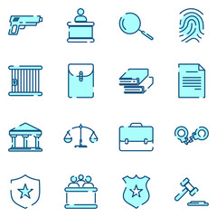 Law and Justice set icon template color editable. Law and Justice pack symbol vector sign isolated on white background icons vector illustration for graphic and web design.